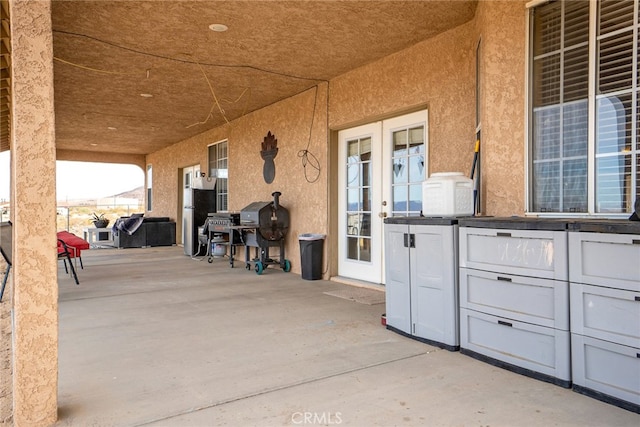 view of patio featuring grilling area and french doors