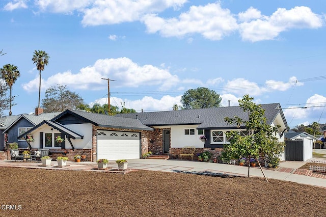 single story home with a garage