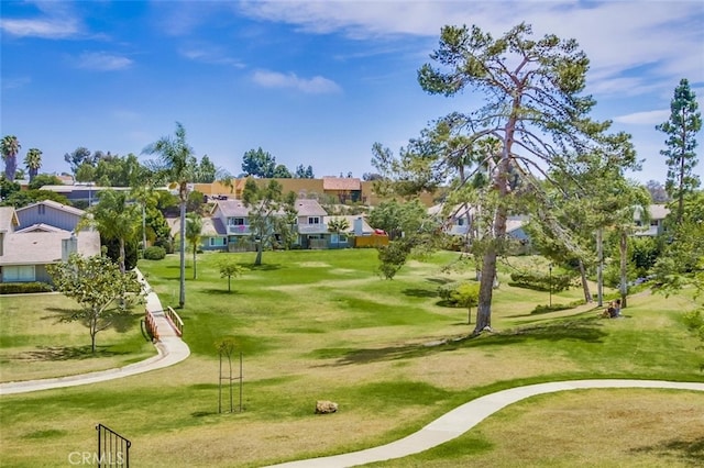 view of community featuring a residential view and a yard