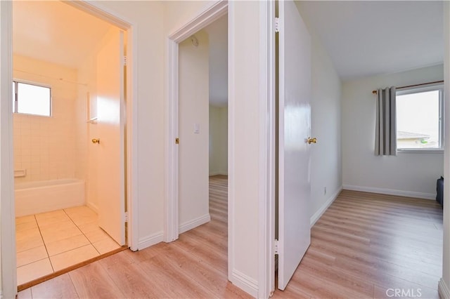 hall featuring light hardwood / wood-style flooring