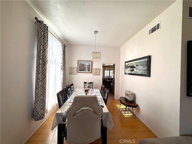 dining area with light hardwood / wood-style flooring