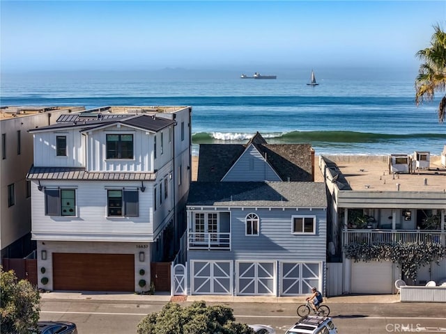 view of water feature with a view of the beach