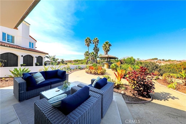 view of patio / terrace featuring an outdoor living space