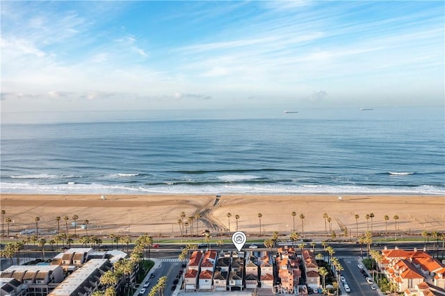 property view of water with a beach view