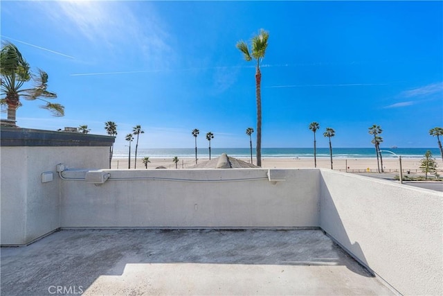 exterior space with a view of the beach and a water view