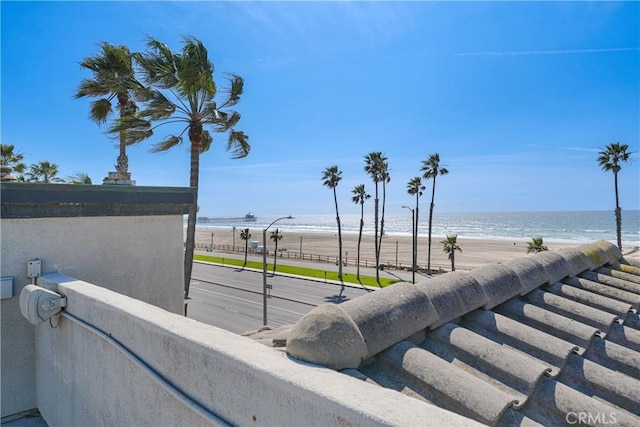 property view of water featuring a view of the beach