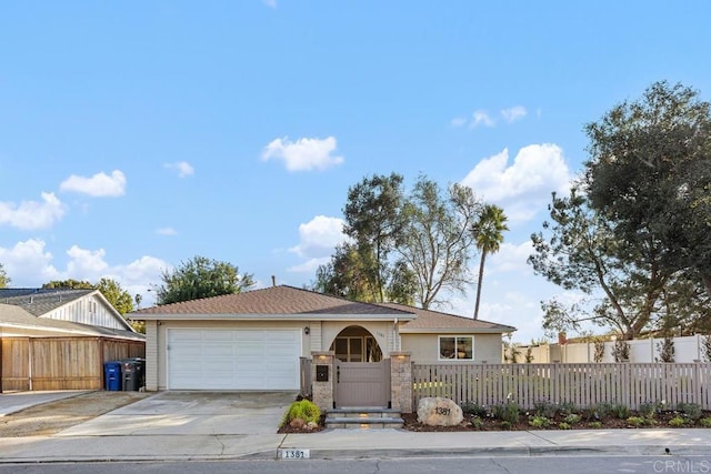 ranch-style home with a garage