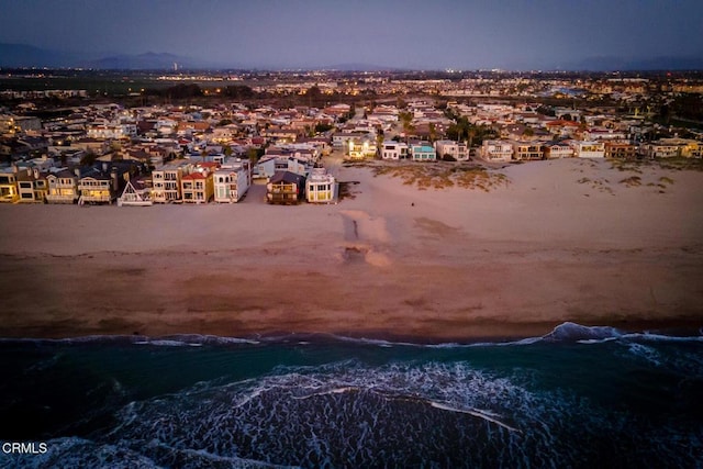 view of aerial view at dusk