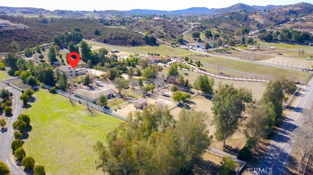 aerial view with a mountain view