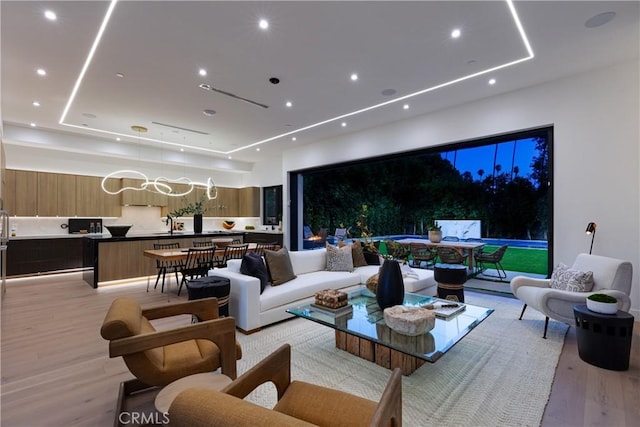 living room featuring light hardwood / wood-style flooring