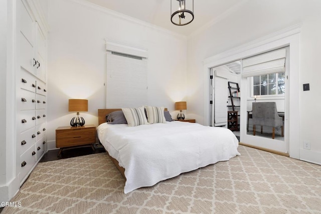 bedroom featuring crown molding