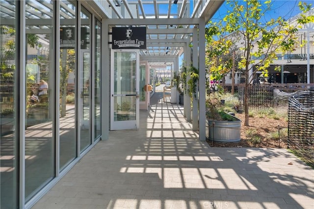 exterior space with a pergola