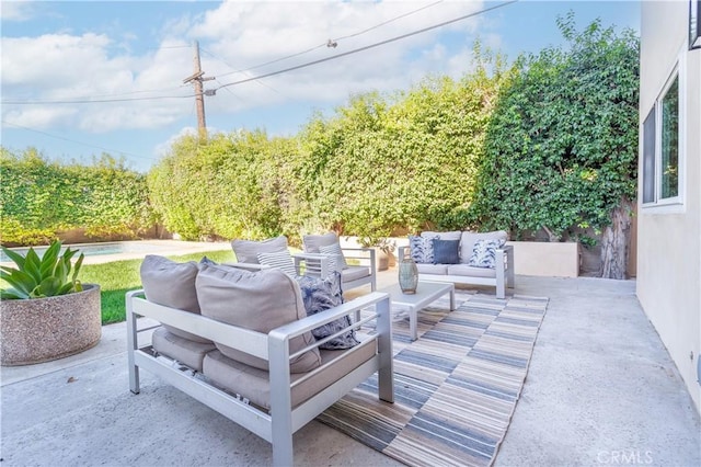 view of patio / terrace featuring an outdoor living space