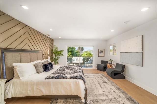 bedroom with light wood-type flooring