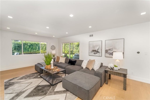 living room featuring light hardwood / wood-style floors