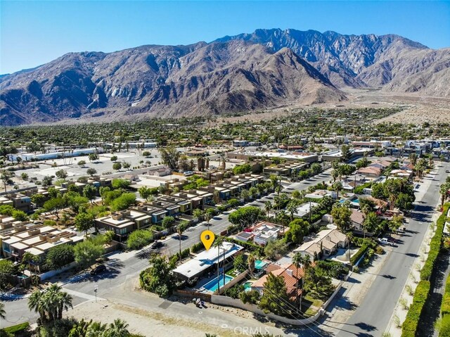 250 W Cortez Rd, Palm Springs, CA 92262 - aerial view of residential area with a mountain backdrop and a pool area