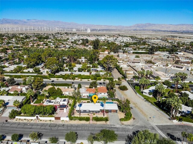 250 W Cortez Rd, Palm Springs, CA 92262 - aerial view of property and surrounding area featuring a mountain backdrop and nearby suburban area