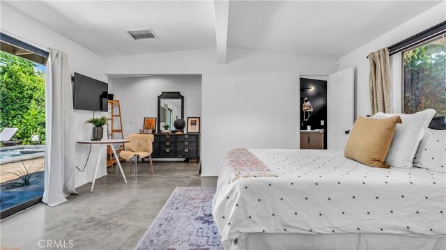 250 W Cortez Rd, Palm Springs, CA 92262 - bedroom featuring finished concrete flooring and access to outside