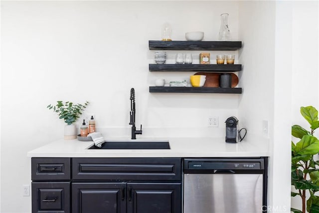 bar with sink and dishwasher