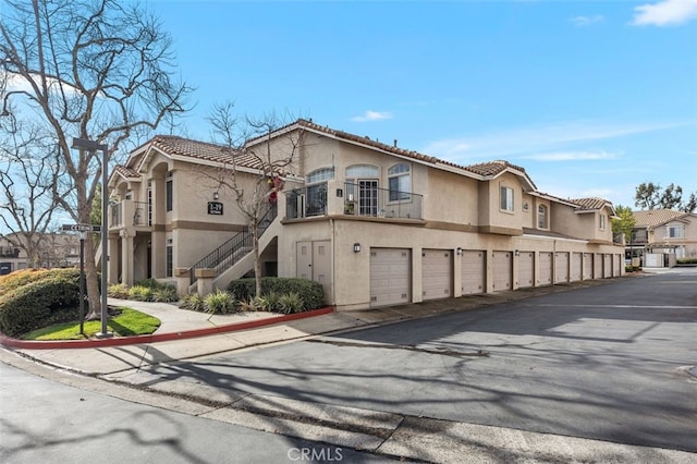 exterior space with a garage