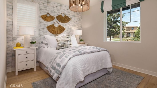 bedroom featuring light hardwood / wood-style flooring