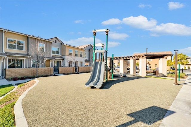 community playground with a residential view