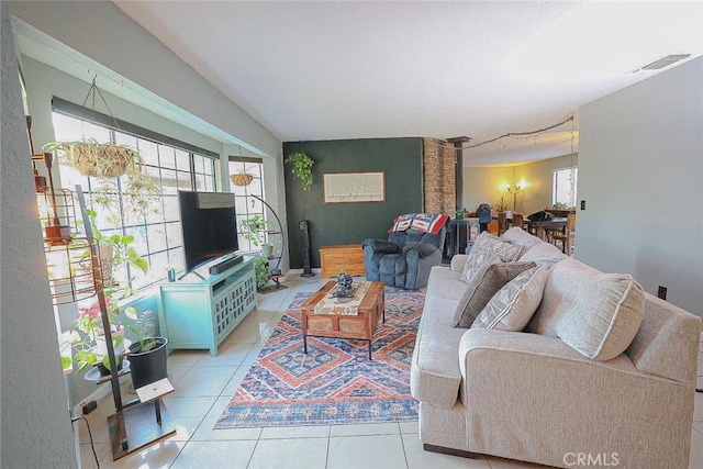 view of tiled living room