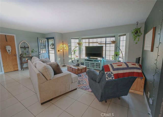 view of tiled living room