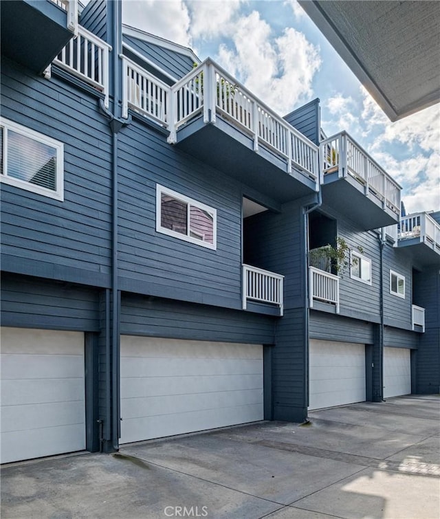 exterior space featuring a garage