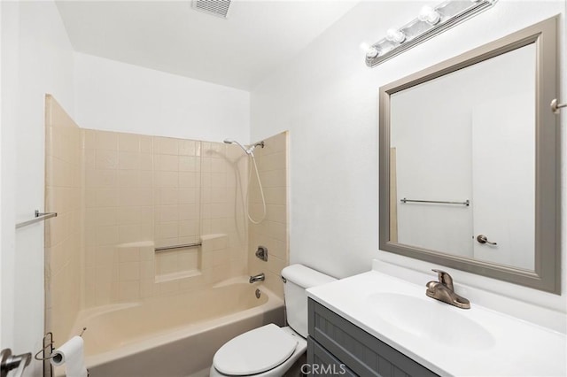 full bathroom featuring vanity, toilet, and shower / bath combination