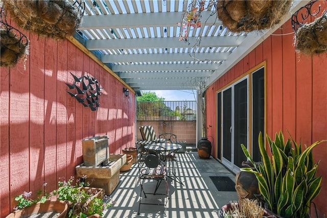 view of patio / terrace featuring a pergola