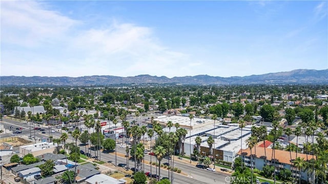 bird's eye view with a mountain view