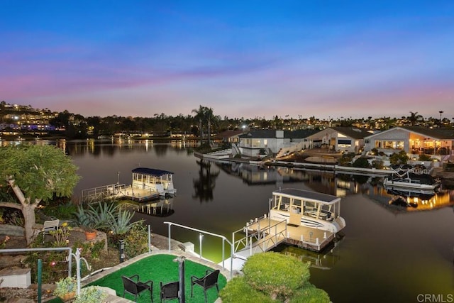 view of dock featuring a water view