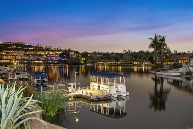 dock area featuring a water view