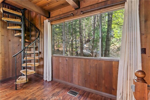 26619 Bel Air Ct, Lake Arrowhead, CA 92352 - interior space with beam ceiling and healthy amount of natural light