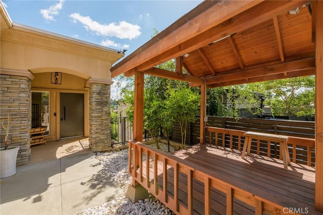 view of patio / terrace with a gazebo and a wooden deck