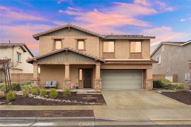 view of front of house with a garage