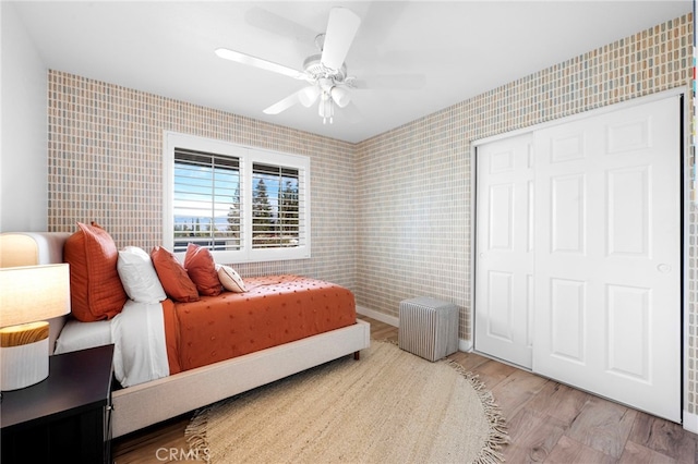 1320 W Fern Ave, Redlands, CA 92373 - bedroom featuring wood finished floors and a ceiling fan