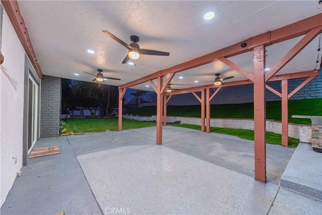 view of patio with ceiling fan