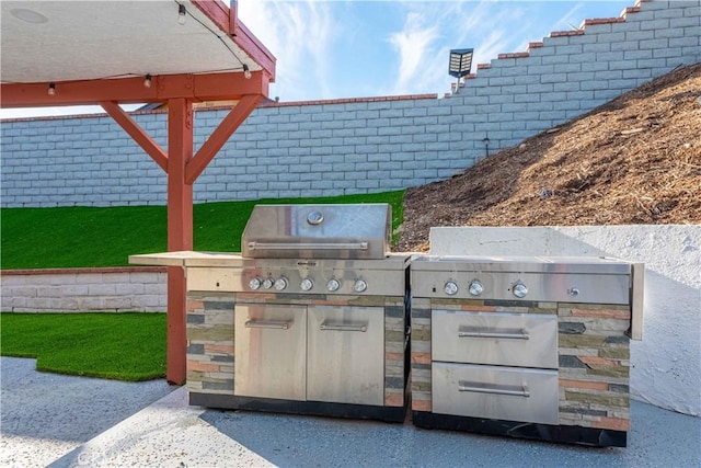 view of patio / terrace featuring area for grilling and exterior kitchen