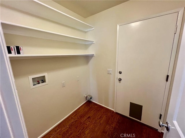 laundry area with washer hookup and dark hardwood / wood-style flooring