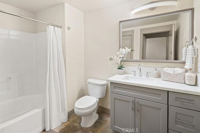 full bathroom featuring vanity, toilet, and shower / bath combo