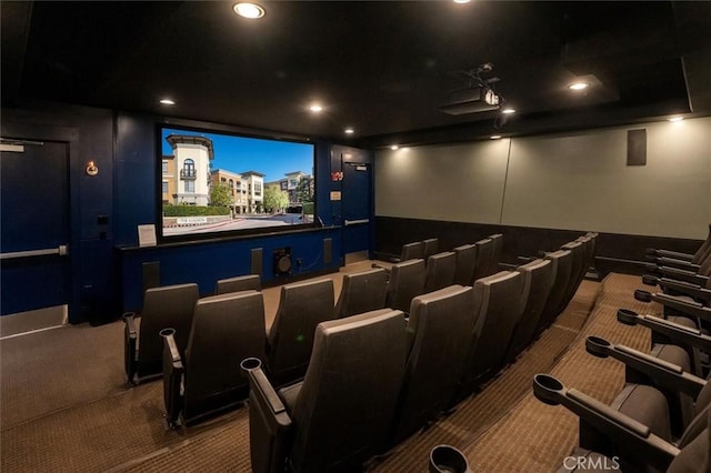 view of carpeted home theater room