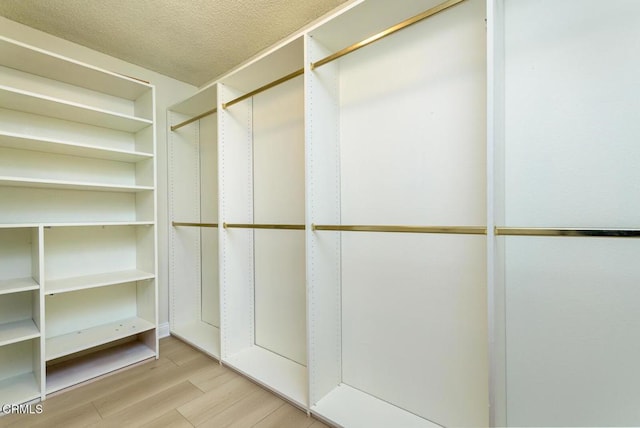 walk in closet featuring light hardwood / wood-style flooring