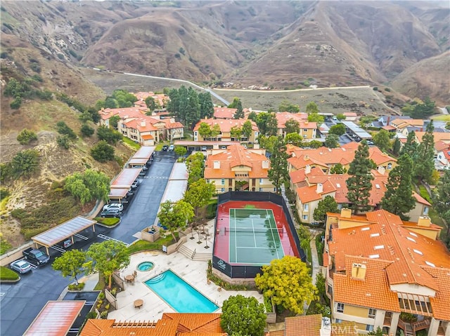 drone / aerial view with a mountain view