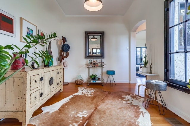 living area featuring wood-type flooring