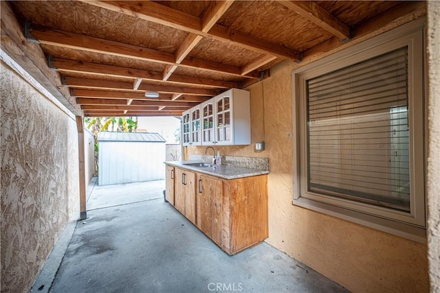 view of patio featuring sink