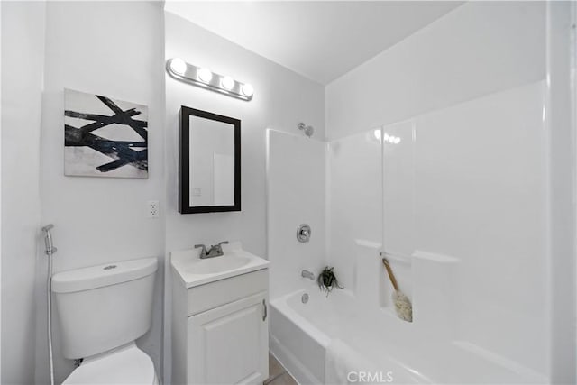 full bathroom with vanity, toilet, and shower / bathing tub combination