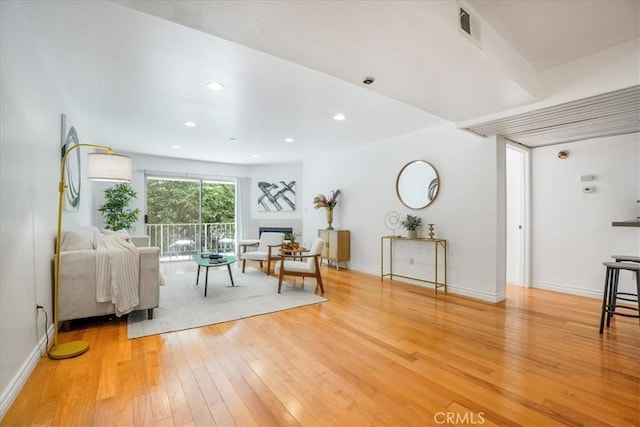 living room featuring wood-type flooring