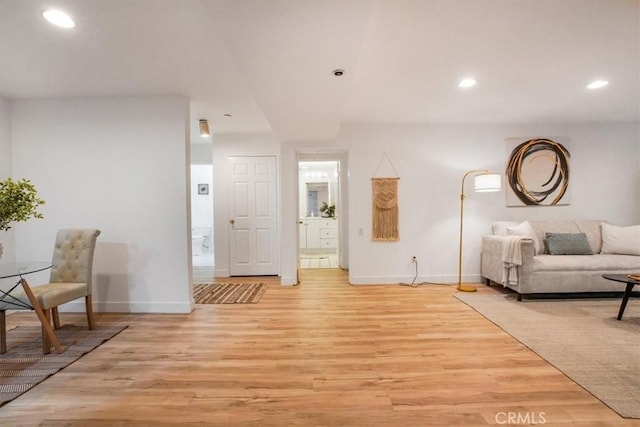 interior space with light hardwood / wood-style flooring